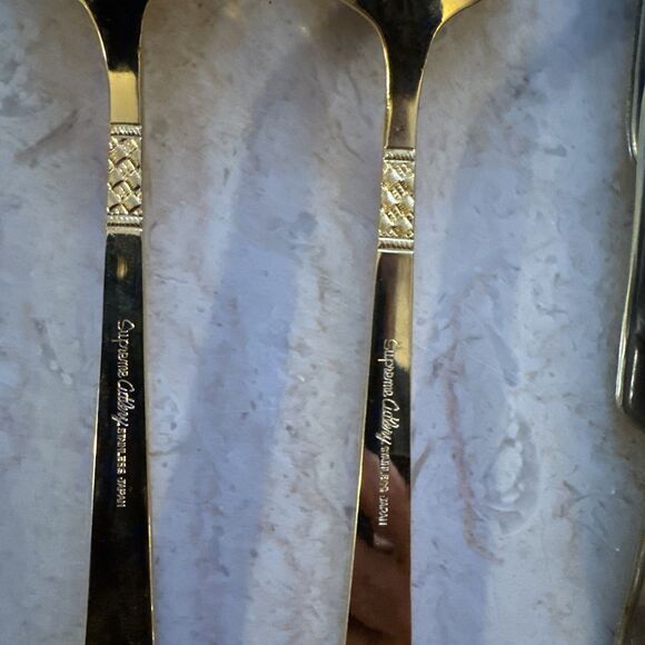 Supreme Cutlery By Towle 50 Piece Set Gold Plated Over Stainless Flatware Vtg - Picture 4 of 4